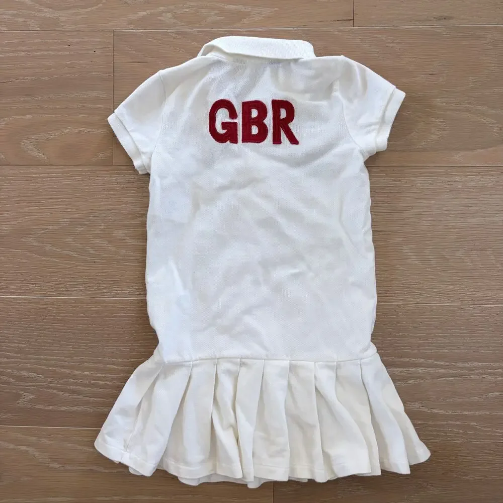 Toddler Girl Ralph Lauren Great Britain Track And Field Polo Dress White sz 5